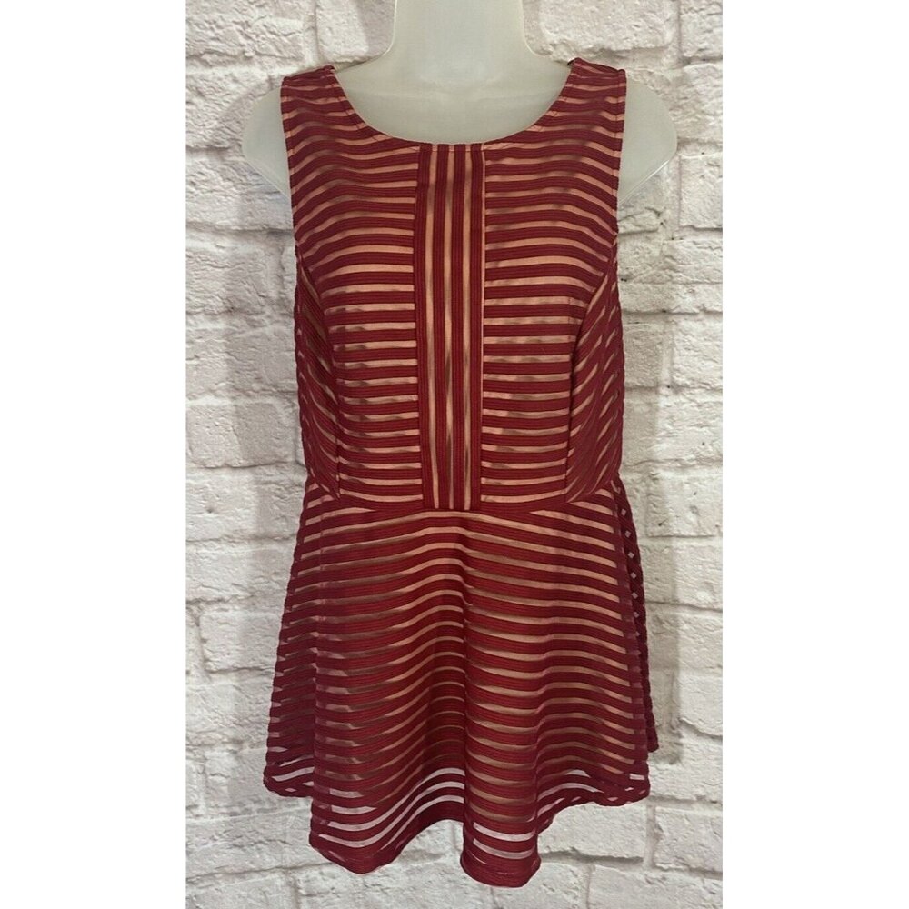 TORRID Red Shadow Stripe Peplum Top 2 2X Fit N Flare Style Tank Blouse
